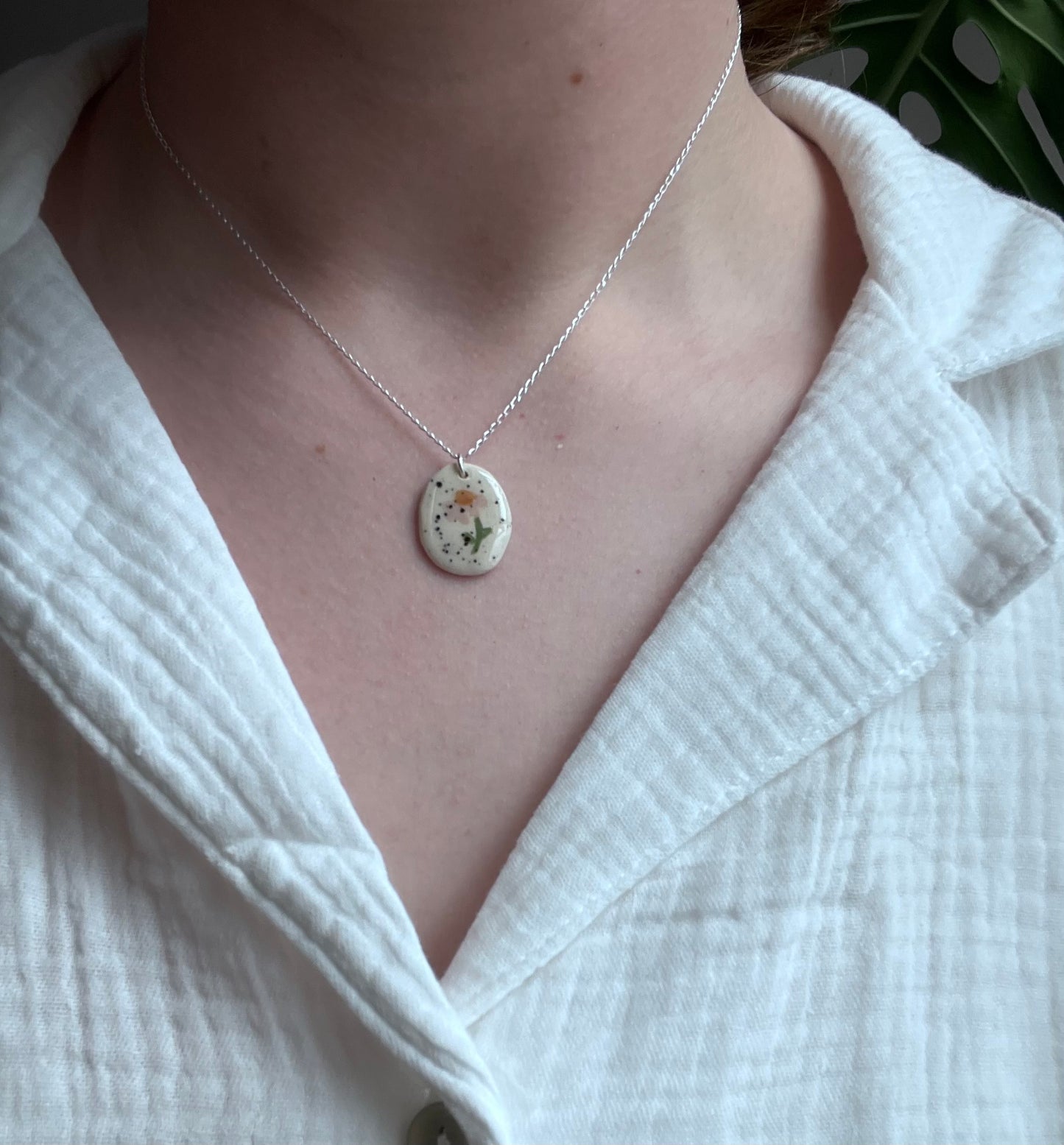 Hand-painted flower necklace