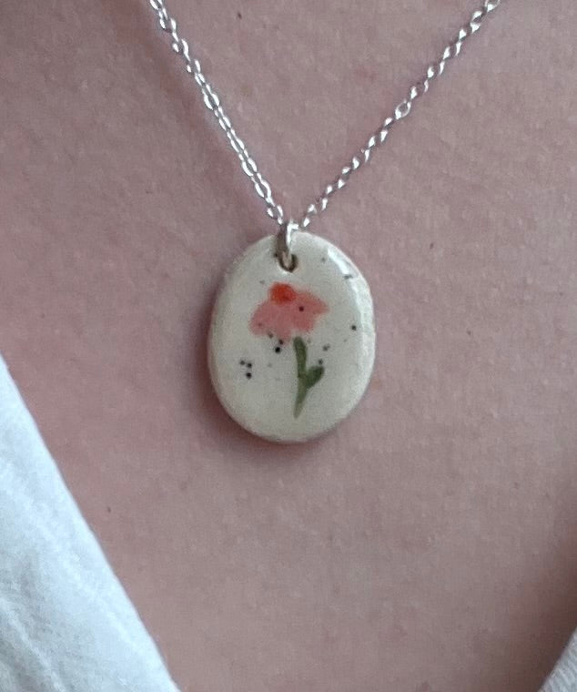 Hand-painted flower necklace