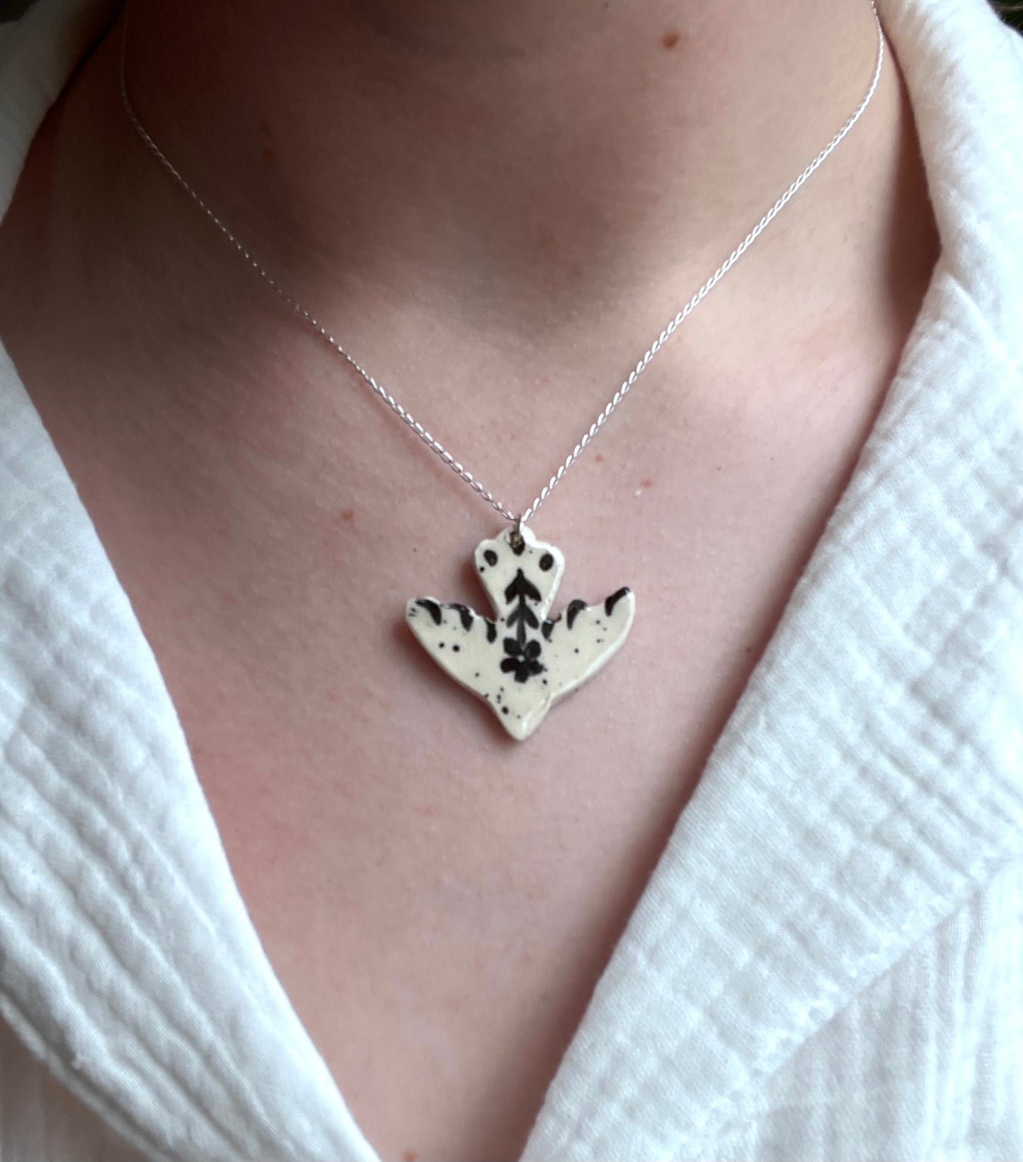 Hand-painted Dove necklace