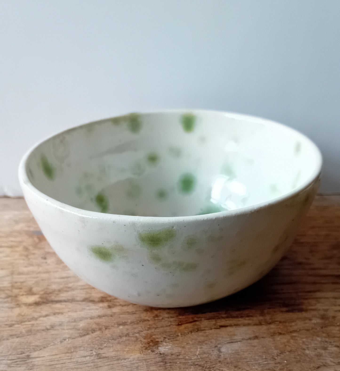 Splatterware Green and white cereal bowl