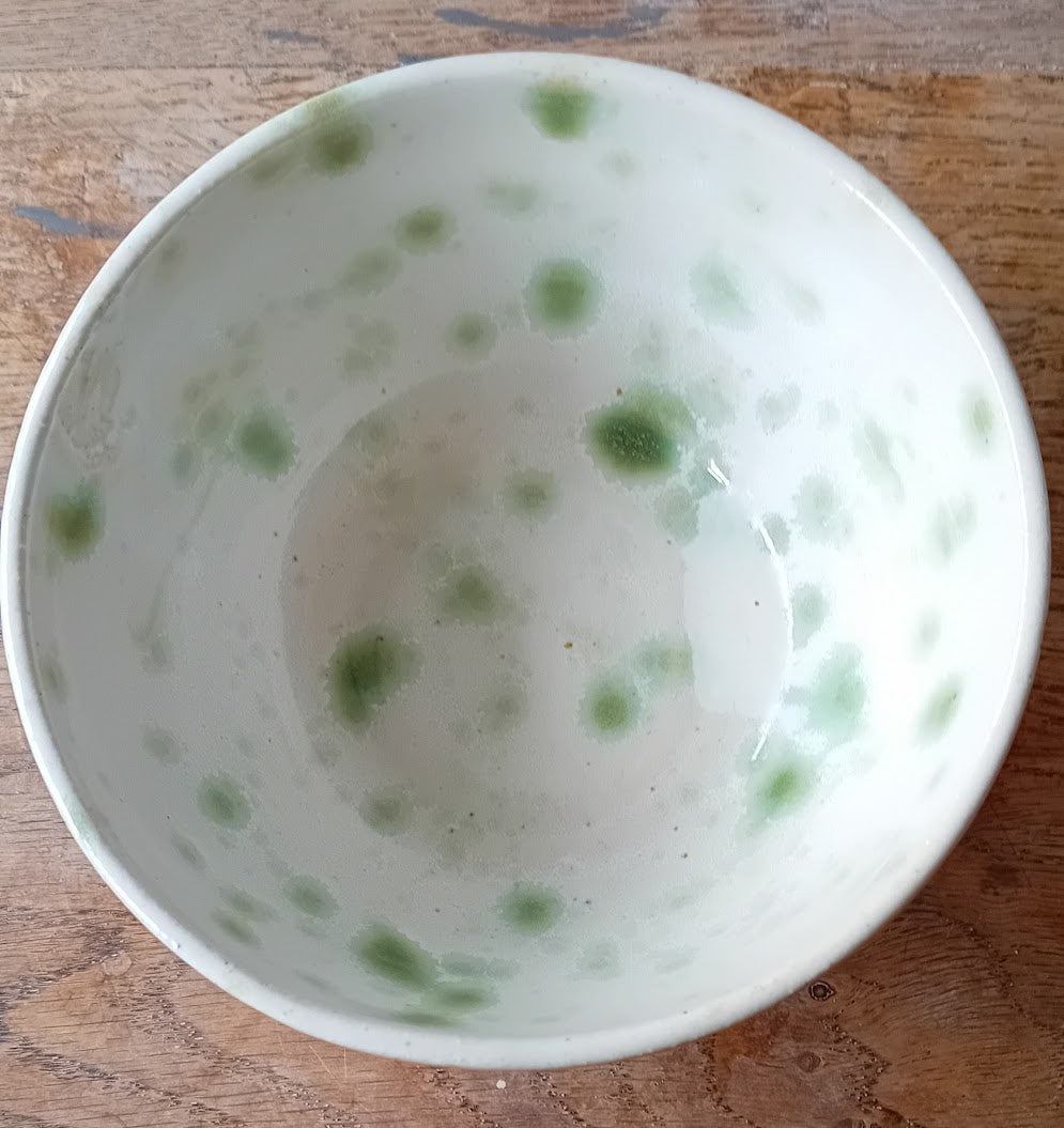 Splatterware Green and white cereal bowl