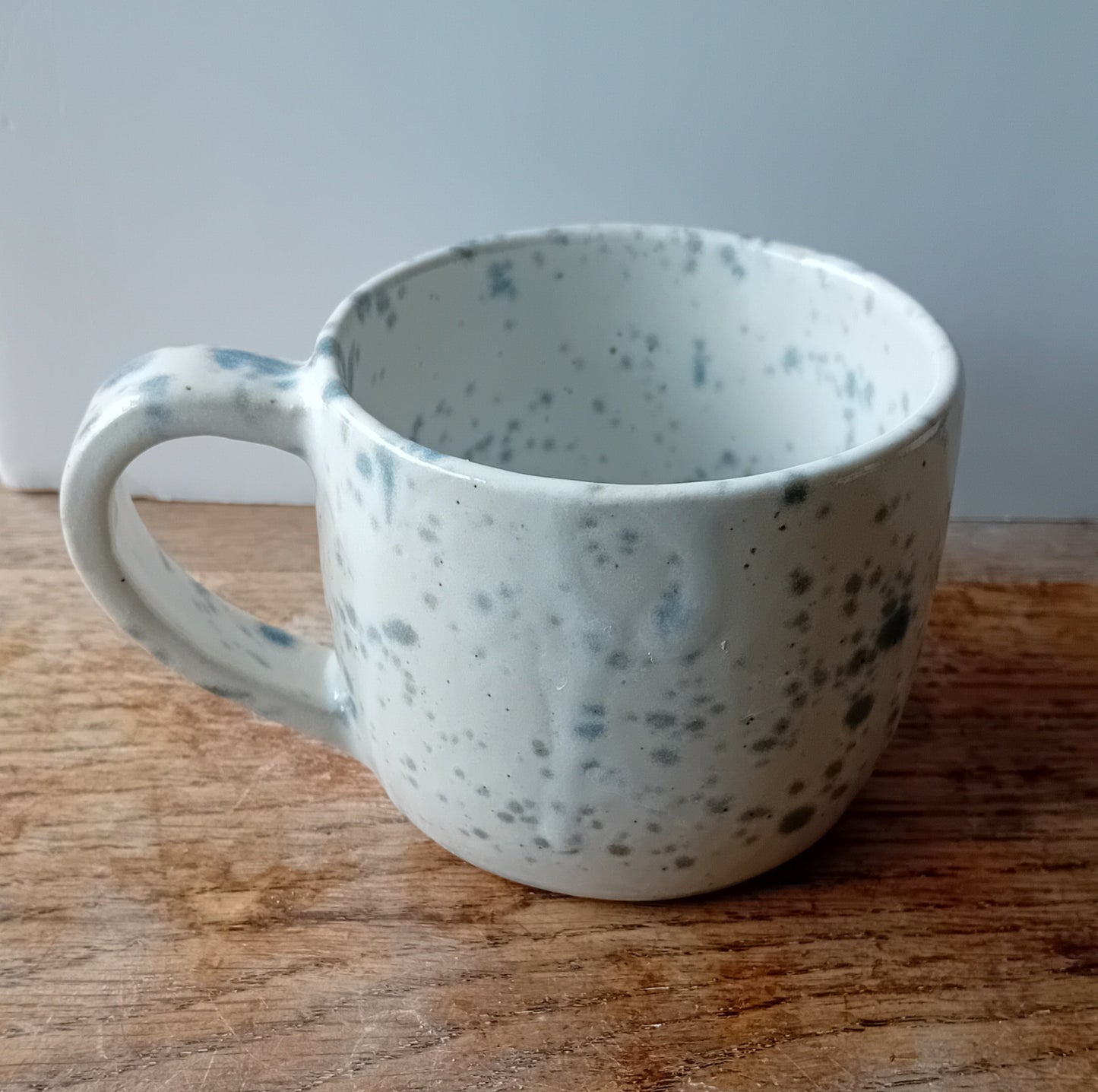 Splatterware blue and white mug