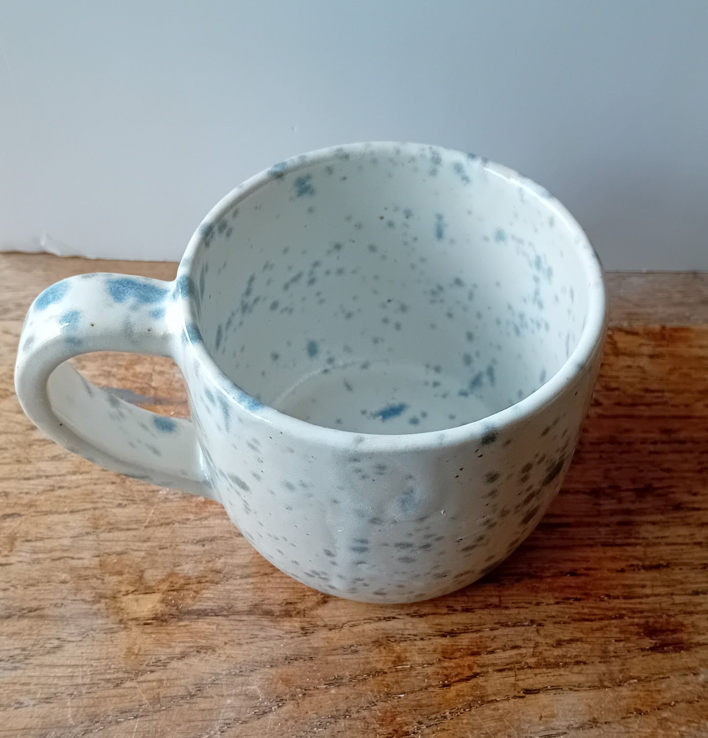 Splatterware blue and white mug