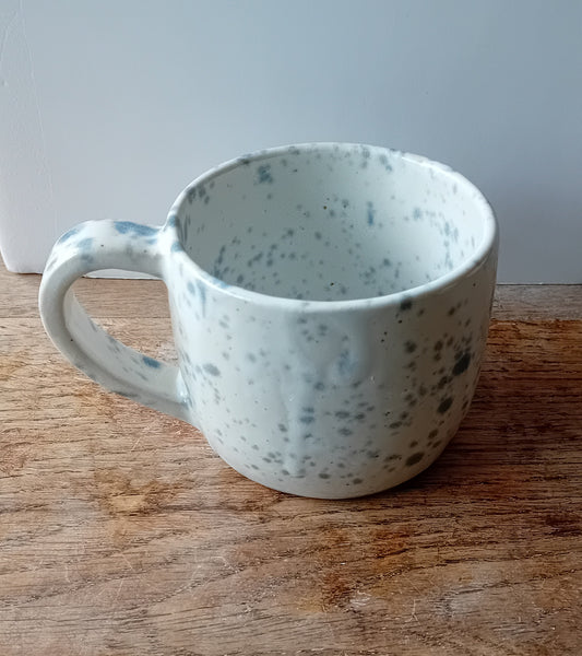 Splatterware blue and white mug