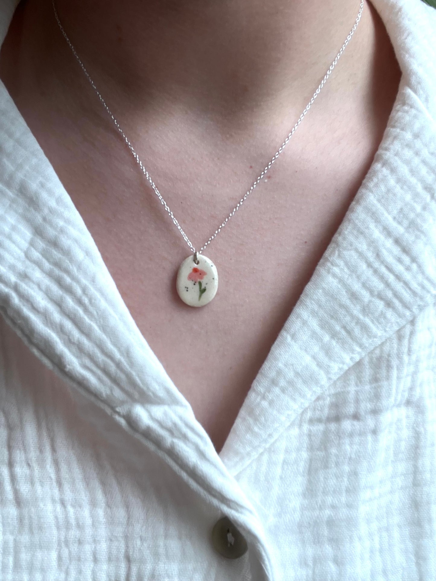 Hand-painted flower necklace