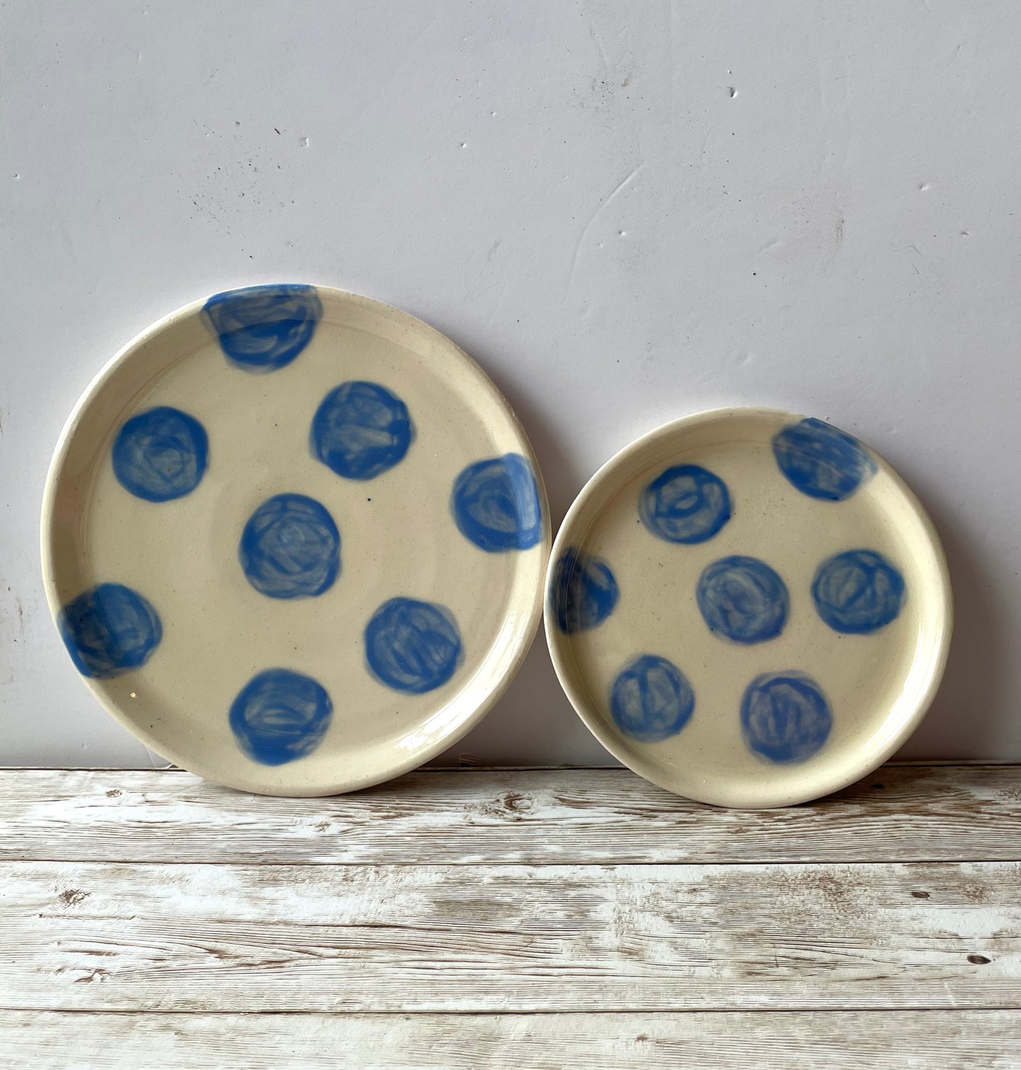 Small light blue spotty plate