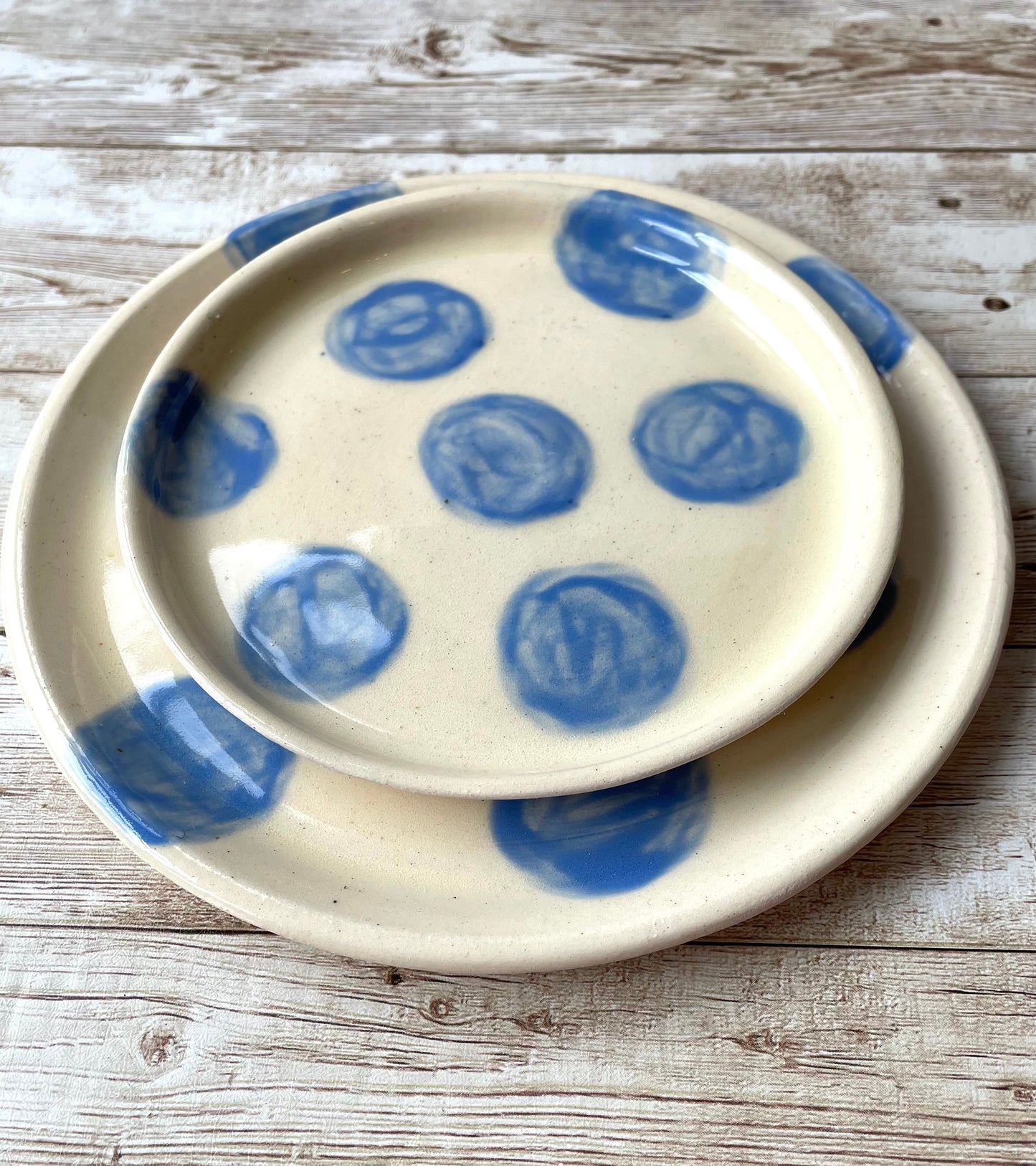 Small light blue spotty plate