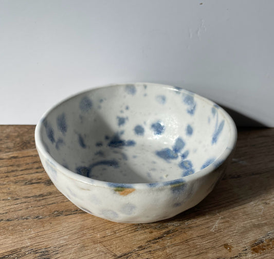 MIni bowl with blue splatter glaze