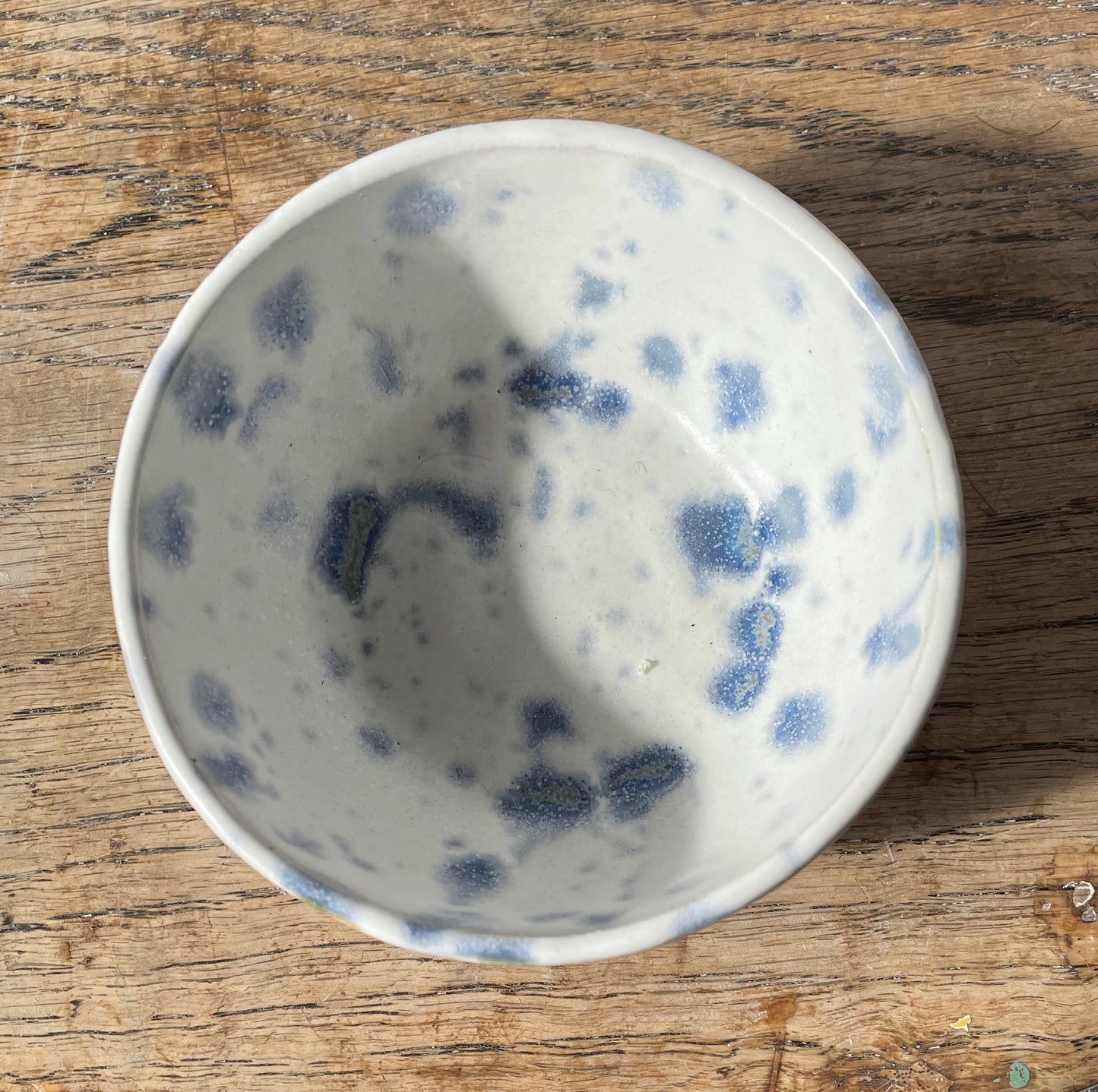 MIni bowl with blue splatter glaze